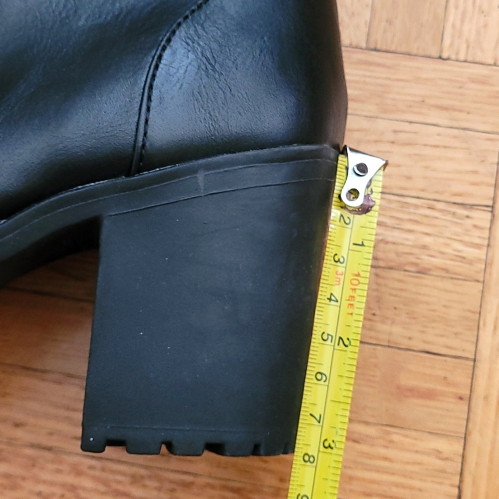 NWT Black Lace Up Boots with Zipper and Decorative Strap - 3 Inch Heels - Picture 13 of 13
